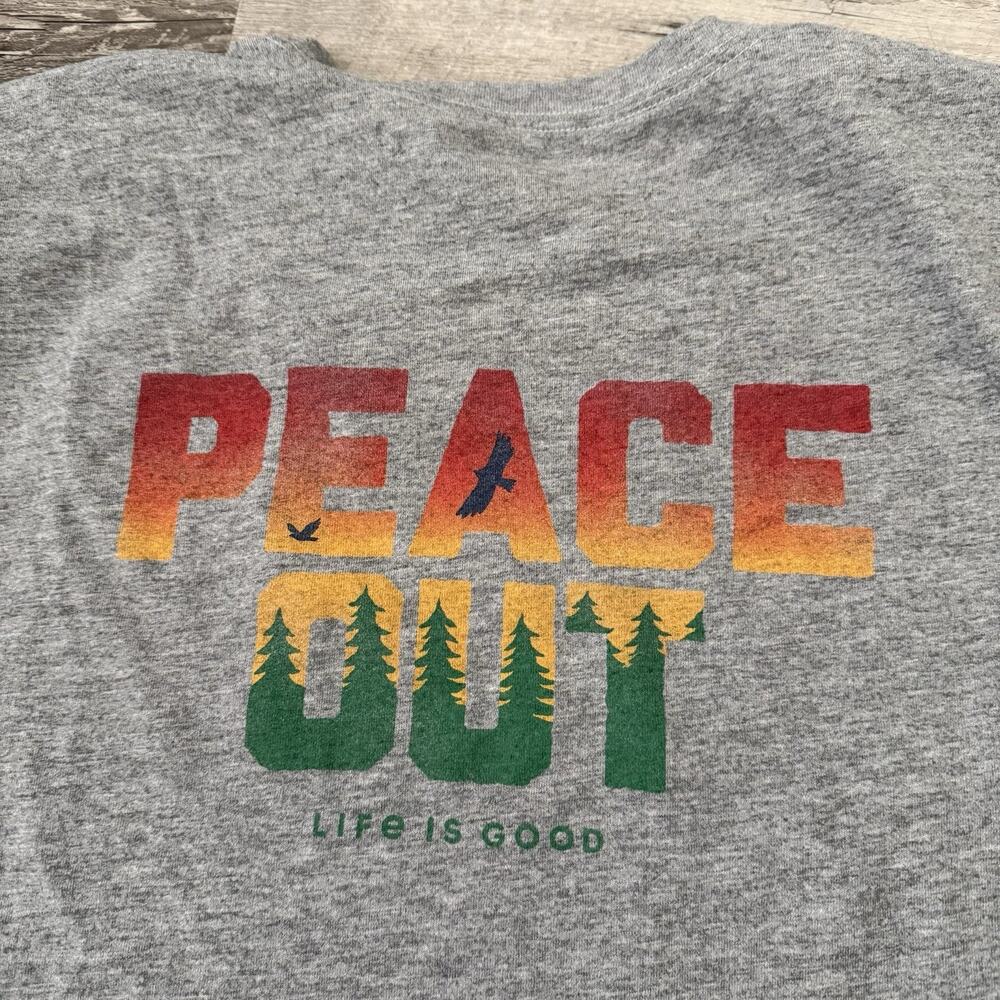 Life is Good Crusher Tee Mens XL Gray PEACE OUT Graphic Long Sleeve T-Shirt - Picture 5 of 10